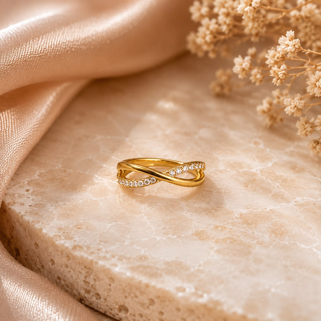 ANILLO ENLAZADO X2 LISO CIRCON TALLA 6-7 09120175
