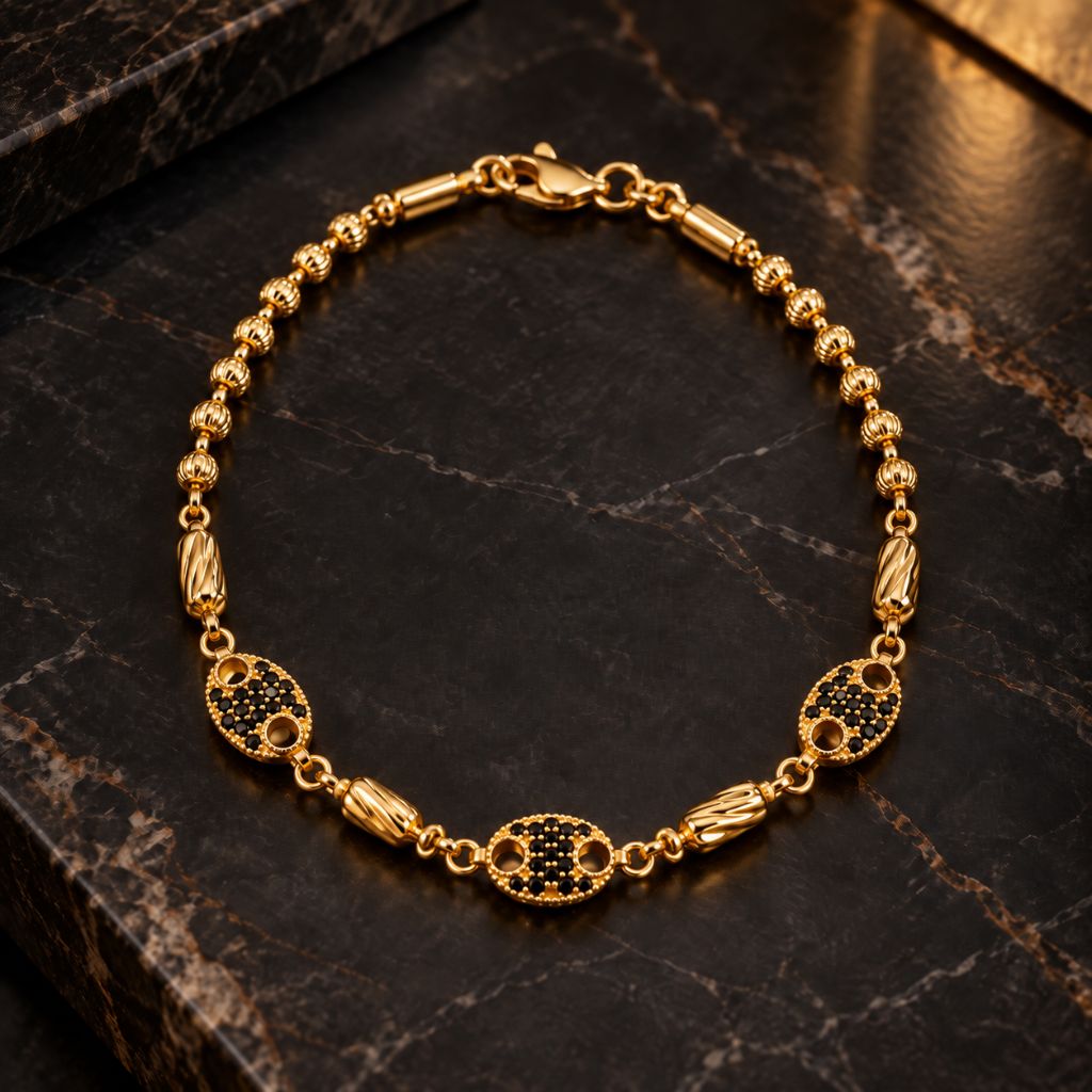 Pulsera militar diamantada eslabón GC Negro (19 cm)