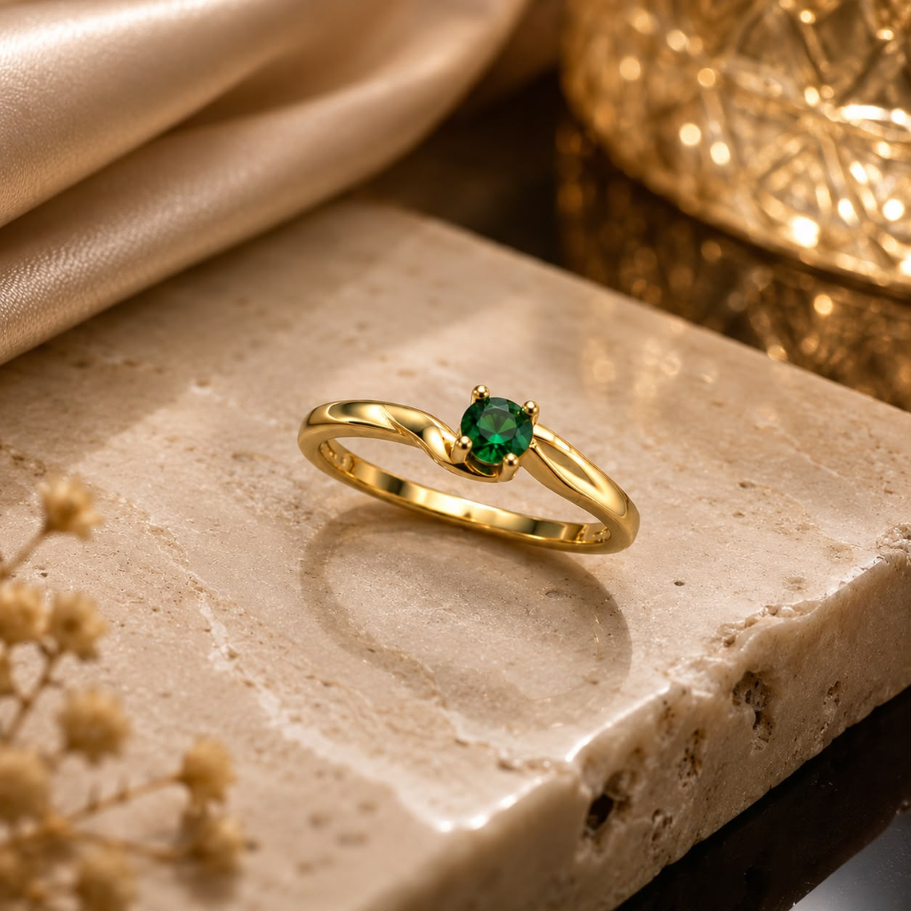 Anillo solitario curvo # 6-7 09120203
