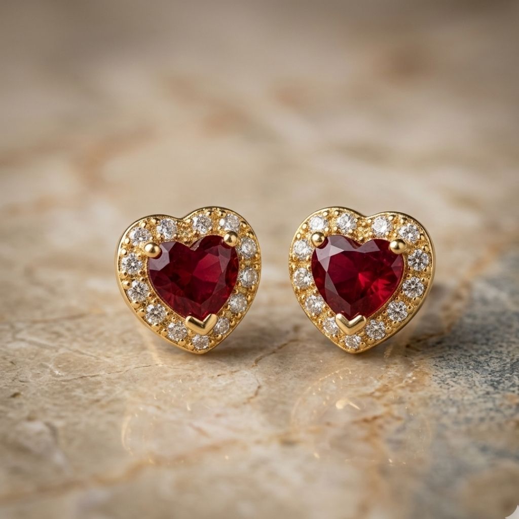 Arete topo corazon rojo circones 09021523