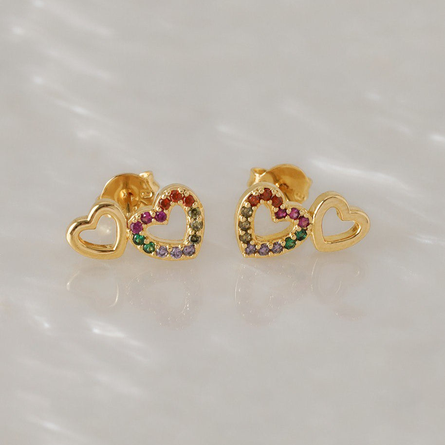 Cadena Continua 3 mm 45 cms + Dije Rainbow Love + Arete Double Free Love