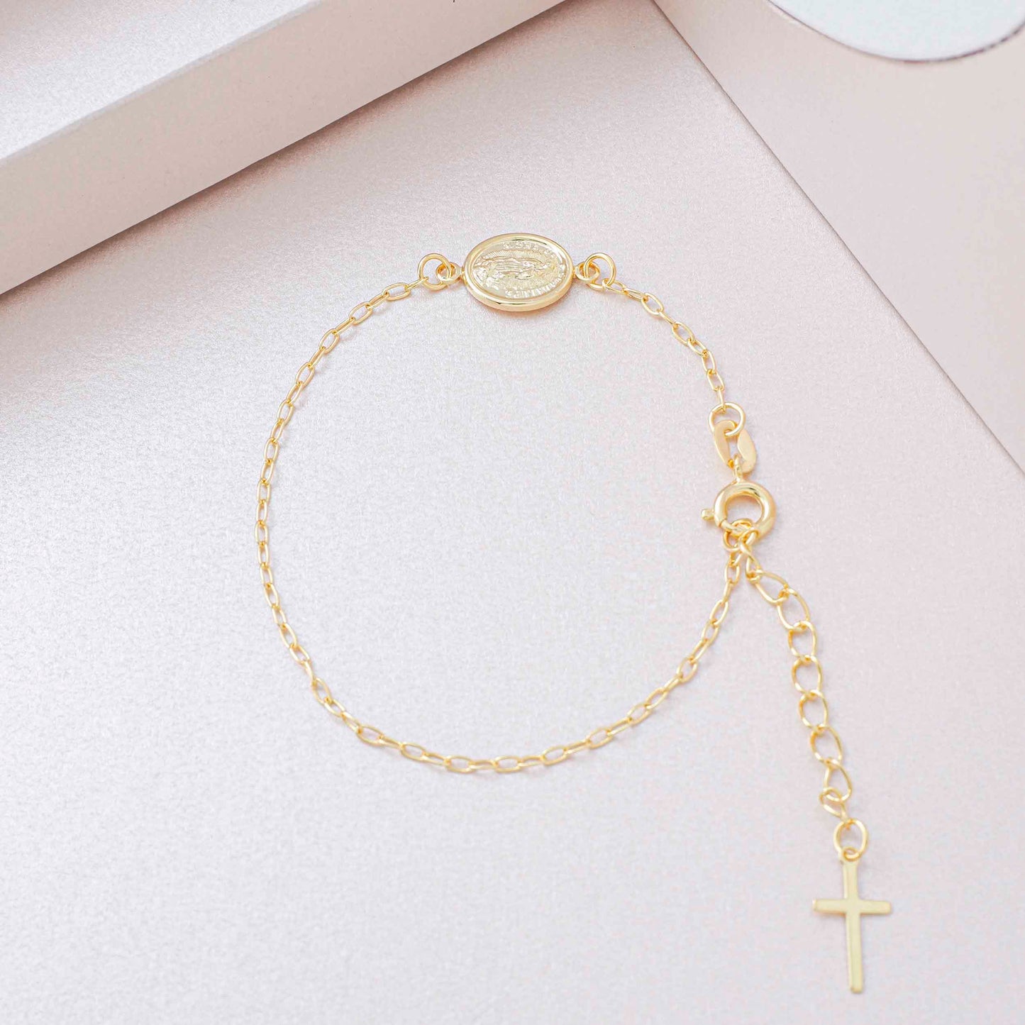 Pulsera Virgen guadalupe con extensor 17 cm