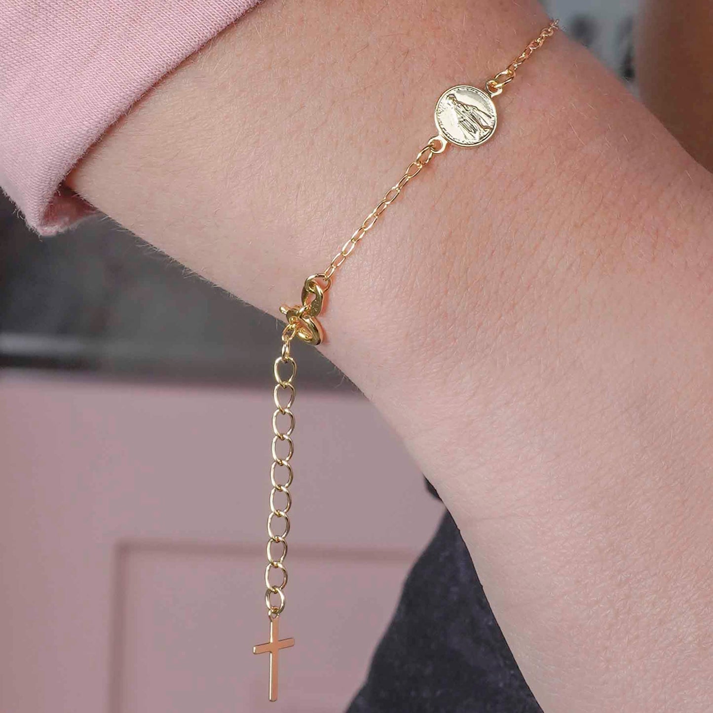 Pulsera Virgen milagrosa con extensor 17 cm