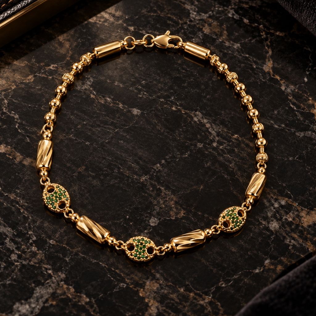 Pulsera militar diamantada eslabón GC Verde (19 cm)