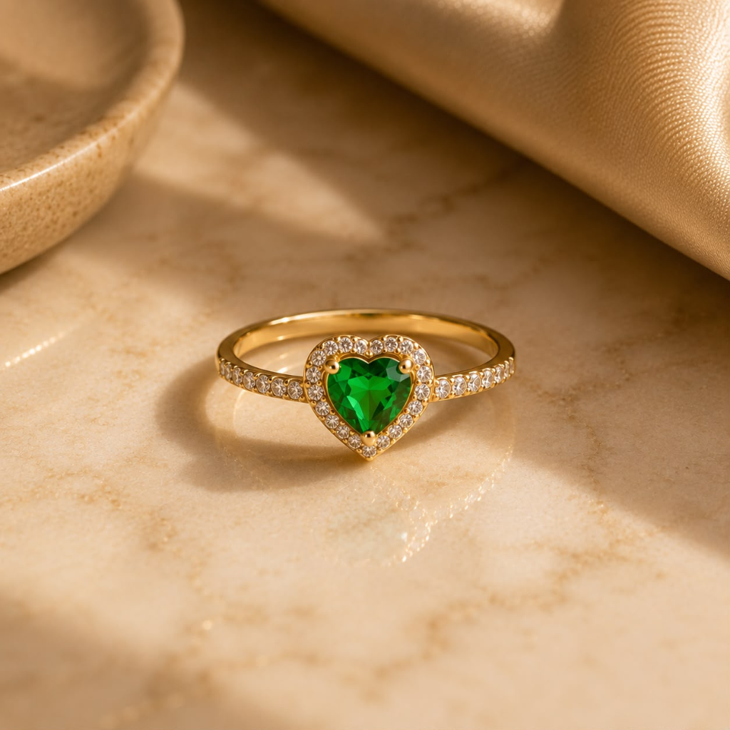 Anillo piedra corazon borde y lados circon talla 8 09120236