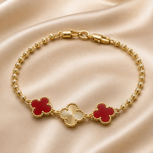Pulsera Clover roja (18 cm - 3 mm)