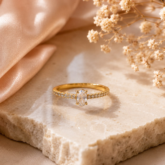 ANILLO OVALO PIEDRA LADOS CIRCON TALLA 6- 8 09120178