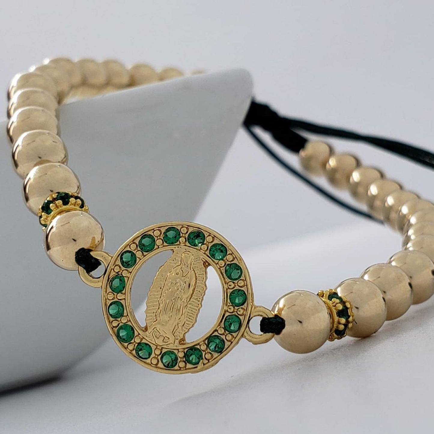 Pulsera tejida Guadalupe Circonias Verdes (Balin #5)