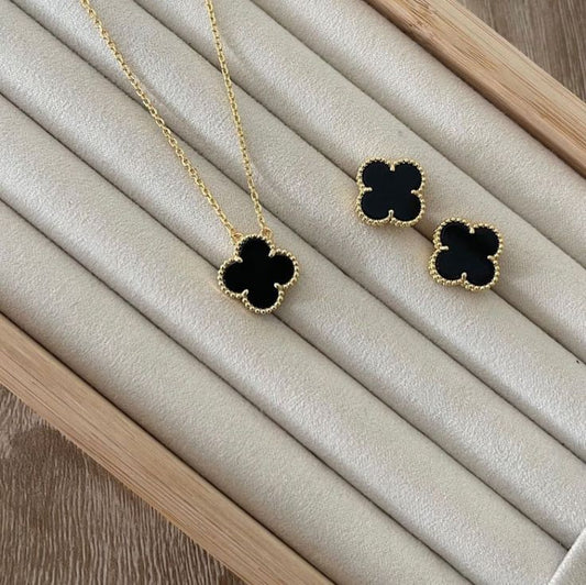 Cadena Aros 1.8 mm 45 Cms + Conjunto Clover Black.