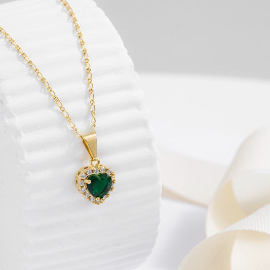 Cadena Aros 1.8 mm 45 Cms + Dije Green Heart