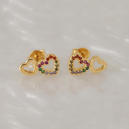 Cadena Continua 3 mm 45 cms + Dije Rainbow Love + Arete Double Free Love