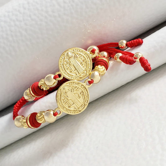 Pulsera tejida San Benito (Balin italiano #4) - Hilo rojo